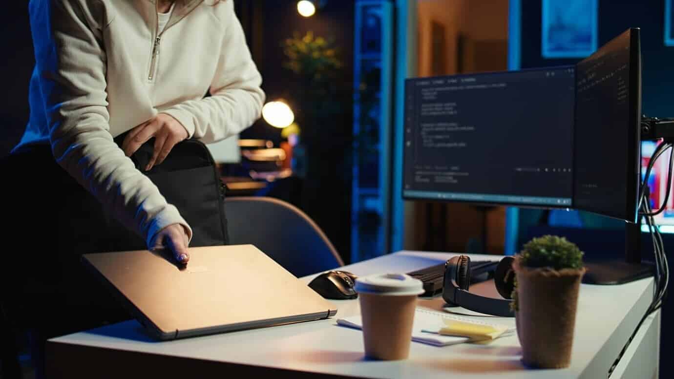 Teleworking Programmer Arriving Home Office